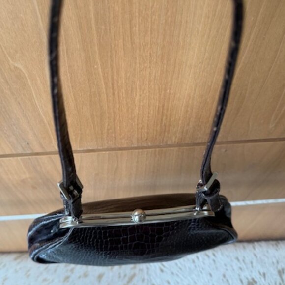 Pre-Loved Brown's Couture Leather Crocodile Print Granny Purse - Picture 4 of 8